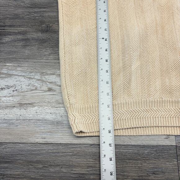 Vintage 90s Chaps Ralph Lauren Cream Mens L Hand Framed Herringbone Knit Sweater - Picture 8 of 9